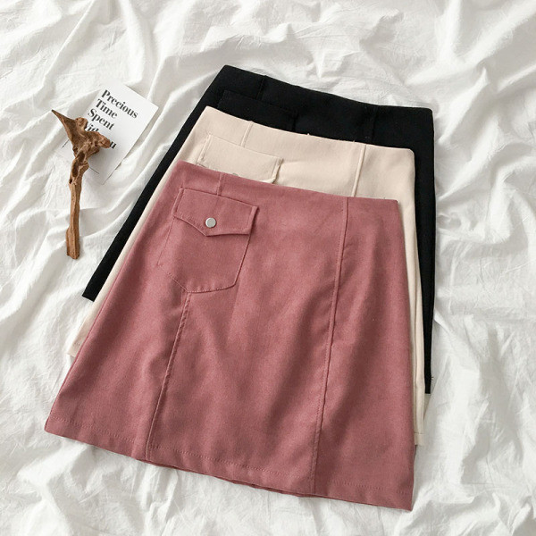 Fusta de dama model nou cu buzunar si talie inalta