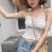 Moteriškas apatinis trikotažas su taškeliais su plonais dirželiais