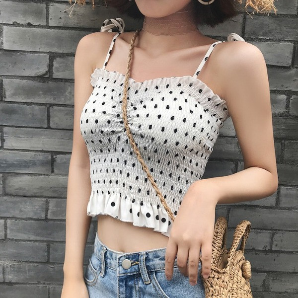 Moteriškas apatinis trikotažas su taškeliais su plonais dirželiais