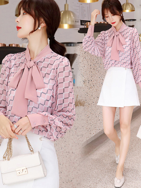 Naiste šifoonist särk paela ja pikkade varrukatega