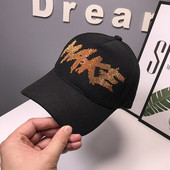 Ikdienas sieviešu melnā cepure ar vizieri un uzrakstu divos modeļos