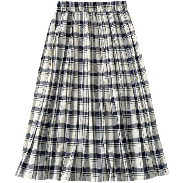 Rūtains sieviešu svārku piegriezuma modelis ar elastīgu jostasvietu