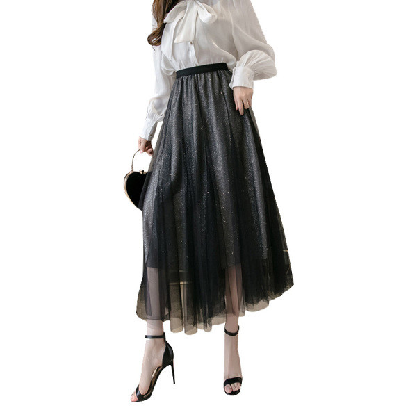 Modern női szoknya tüll és fényes hatású - magas derék