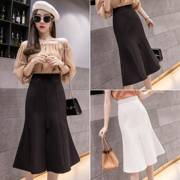 Stilīgi sieviešu svārki ar augstu vidukli un šķēluma piegriezuma modeli