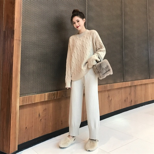 Trikotāžas sieviešu platas bikses ar augstu vidukli