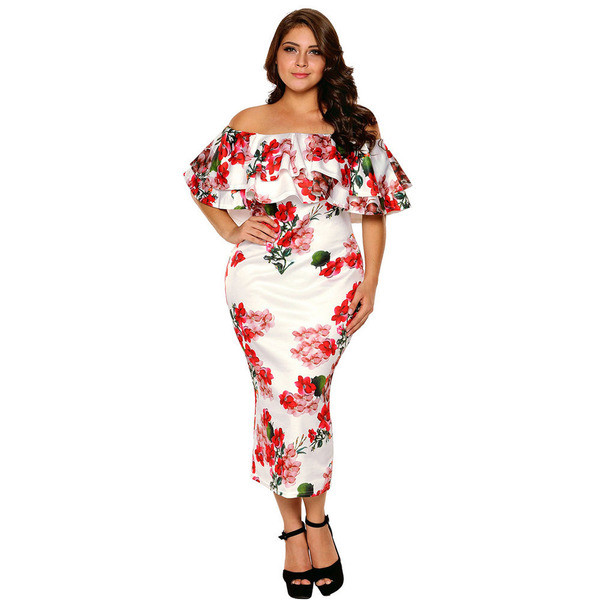 Laisvalaikio moteriška ilga suknelė nuleidžiamomis rankovėmis ir gėlių motyvais