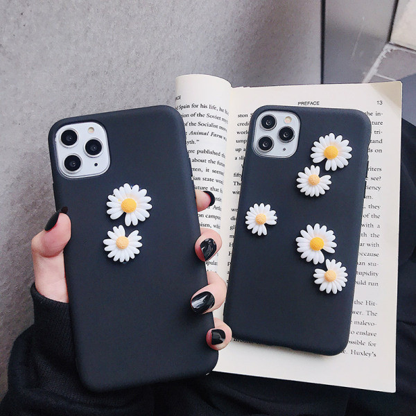 Matinis dėklas iPhone 11 Pro Max su 3D elementų ramunėlėmis – du modeliai