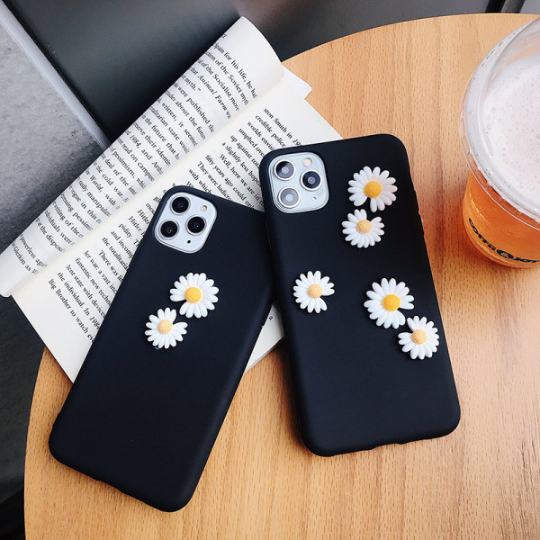 Matinis dėklas iPhone 11 Pro Max su 3D elementų ramunėlėmis – du modeliai