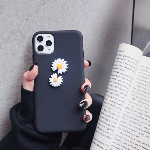 Matinis dėklas iPhone 11 Pro Max su 3D elementų ramunėlėmis – du modeliai