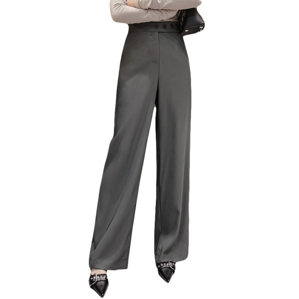 Alkalmi női hosszú nadrág - széles modell magas derékkal