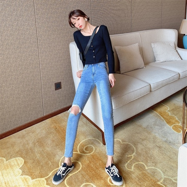 Uske ženske traperice s visokim strukom