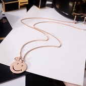 Colier zilnic de dama din otel titan cu pandantiv in forma de emoticon