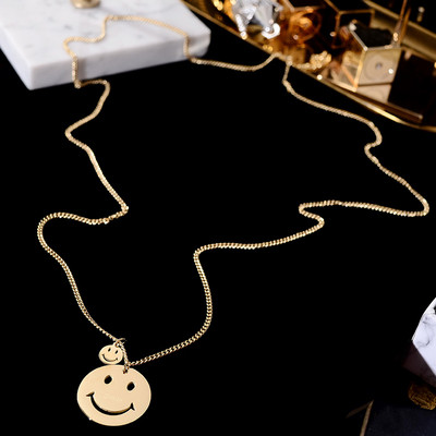 Colier zilnic de dama din otel titan cu pandantiv in forma de emoticon