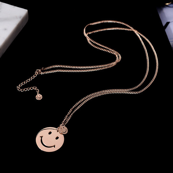 Colier zilnic de dama din otel titan cu pandantiv in forma de emoticon