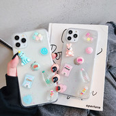 Läbipaistev 3D-elementide ja läikivate osakestega ümbris iPhone 11 Pro Maxile