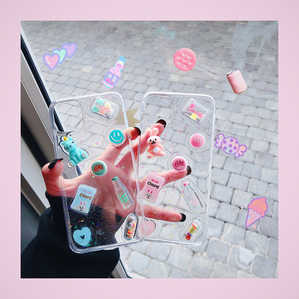 Husă transparentă cu elemente 3D și particule strălucitoare pentru iPhone 11 Pro Max