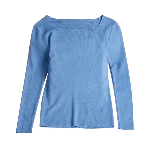 Ikdienas sieviešu blūze ar kvadrātveida kakla izgriezumu un garām piedurknēm