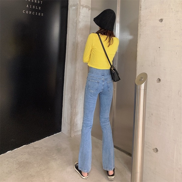 Alkalmi női farmer magas derékkal és zsebekkel