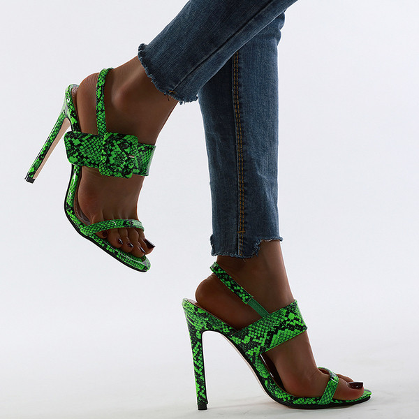 Modernas sieviešu sandales ar 12,5 cm plānu papēdi un leoparda rakstu