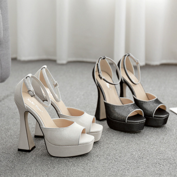 Moderne ženske sandale od eko kože sa petom visine 13,5 cm