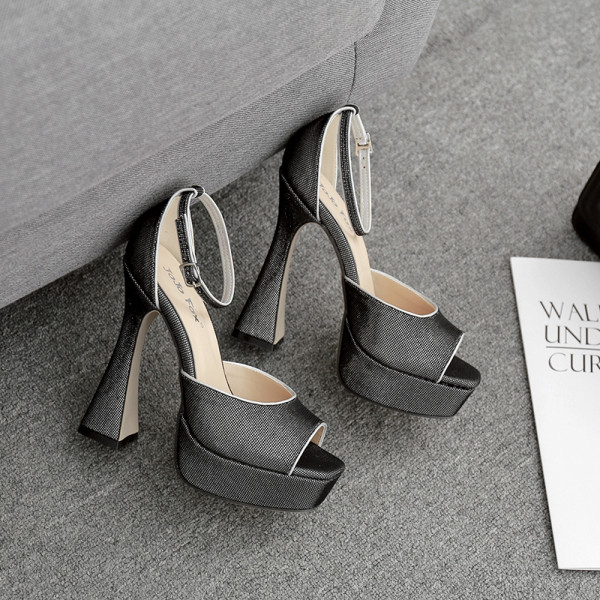 Moderne ženske sandale od eko kože sa petom visine 13,5 cm