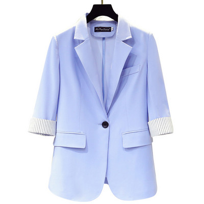 Jachetă de primăvară de damă cu decolteu în V și mâneci cu lungimea de 3/4