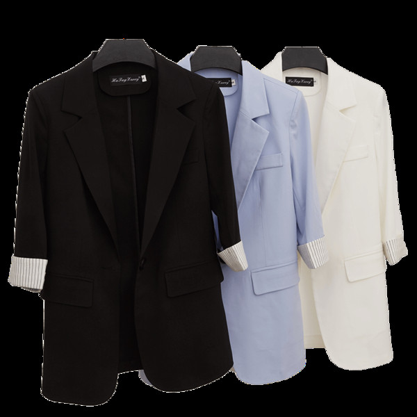 Jachetă de primăvară de damă cu decolteu în V și mâneci cu lungimea de 3/4