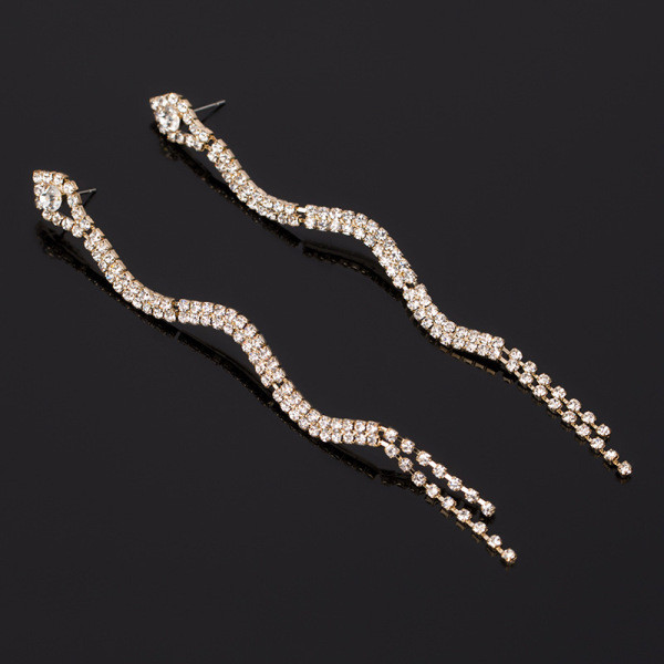 Stilīgi sieviešu karājamie auskari ar sudraba akmeņiem