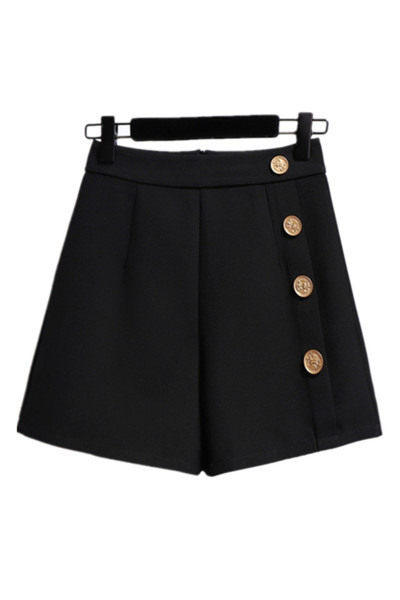 Stilīgs sieviešu šortu plats modelis ar augstu vidukli un pogām