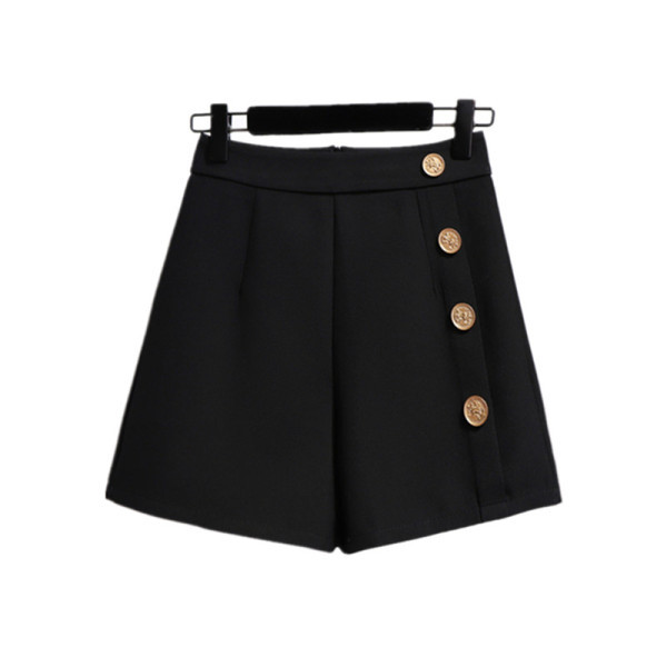 Stilīgs sieviešu šortu plats modelis ar augstu vidukli un pogām
