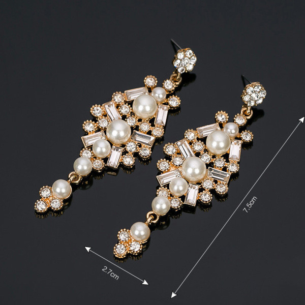 Mūsdienīgi sieviešu karājamie auskari ar akmeņiem un pērlēm