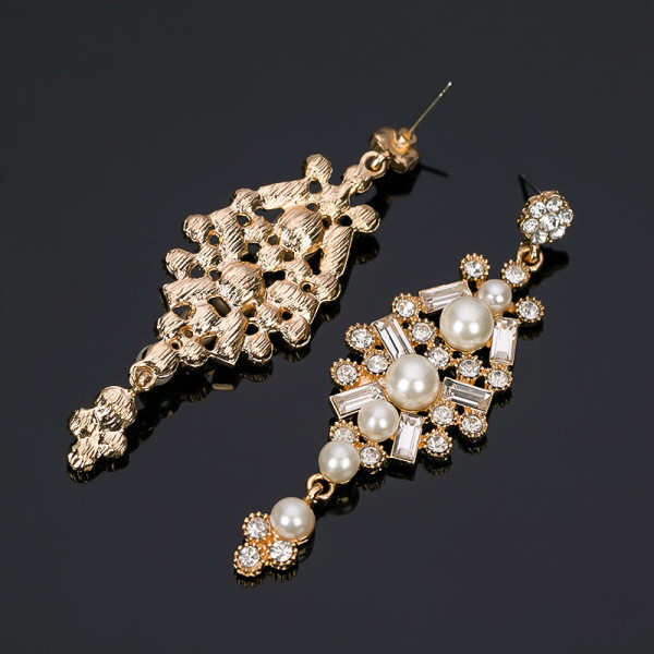 Mūsdienīgi sieviešu karājamie auskari ar akmeņiem un pērlēm