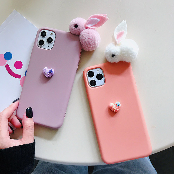 Θήκη για IPhone 11 Pro Max Case με βελούδινο 3D κουνέλι