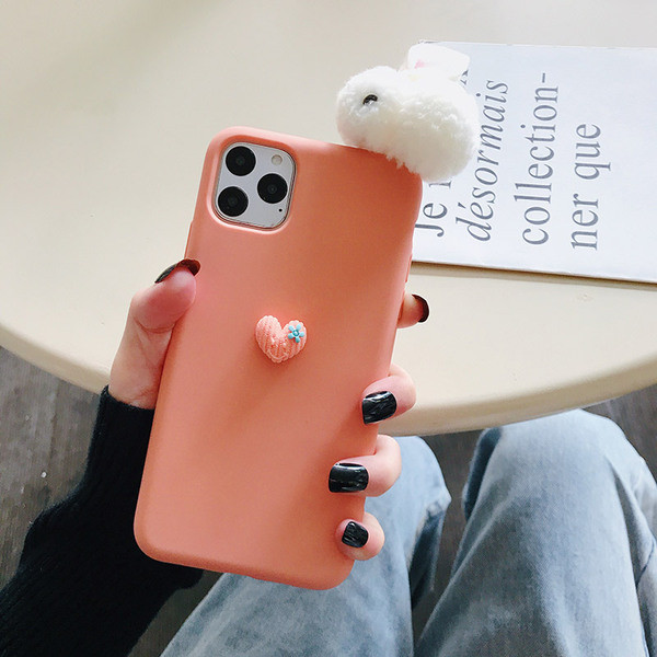 Θήκη για IPhone 11 Pro Max Case με βελούδινο 3D κουνέλι