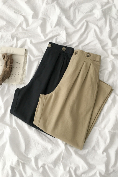 Laisvalaikio moteriškų kelnių platus modelis aukštu juosmeniu