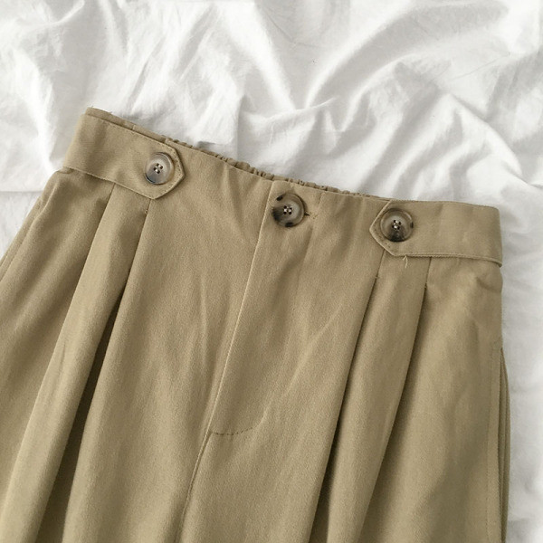 Laisvalaikio moteriškų kelnių platus modelis aukštu juosmeniu