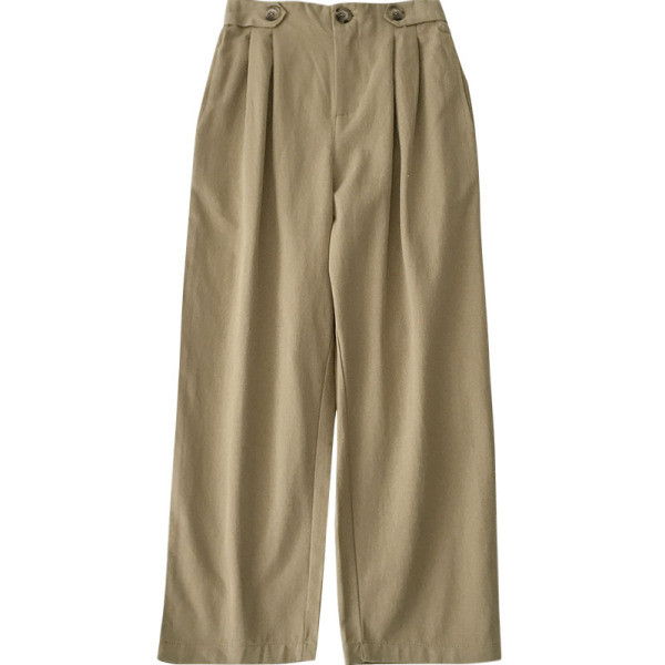 Laisvalaikio moteriškų kelnių platus modelis aukštu juosmeniu