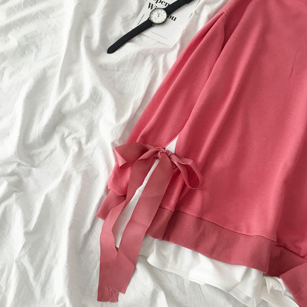 Ежедневна дамска блуза с панделки и качулка