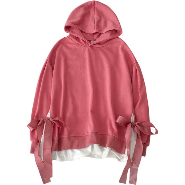 Ежедневна дамска блуза с панделки и качулка