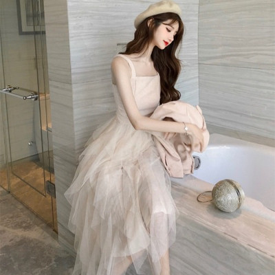 Пролетна дамска рокля с тюл + късо яке с копчета и джобове