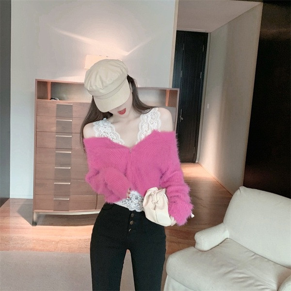 Női szett csipke felsővel és alsó pulóverrel