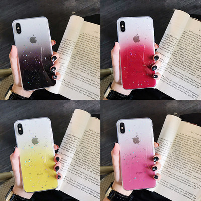 Husa din silicon cu culori irizate si particule stralucitoare pentru iPhone XS