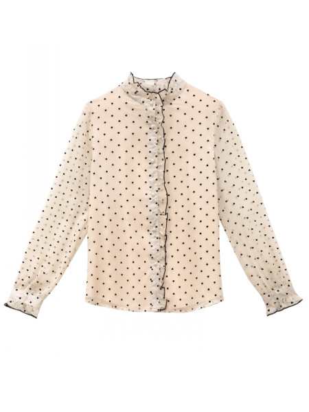 Дамска стилна риза с полувисока яка в два цвята