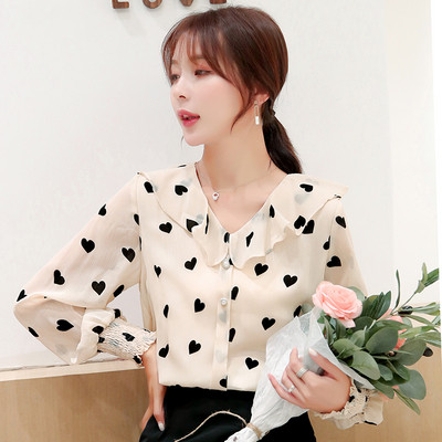 Дамска актуална риза с V-образно деколте и дълъг ръкав