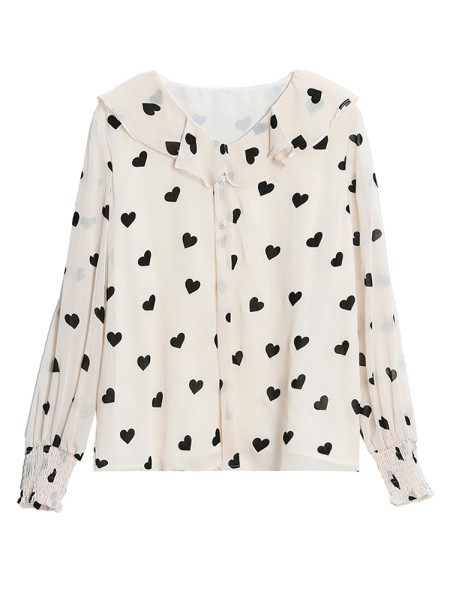 Дамска актуална риза с V-образно деколте и дълъг ръкав