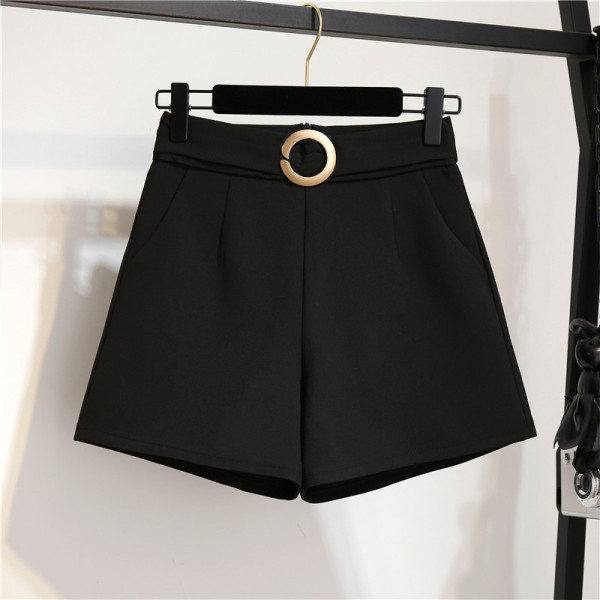 Стилни къси дамски панталони с висока талия и колан