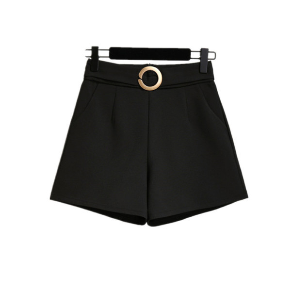 Стилни къси дамски панталони с висока талия и колан