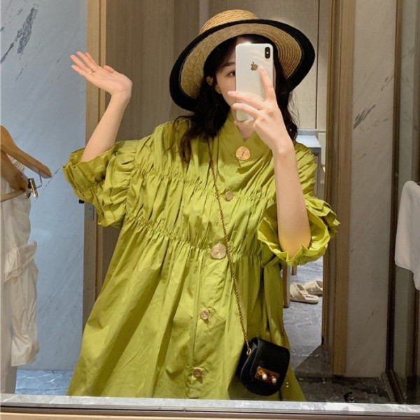 Vabaaja naiste lai nööpidega kleit