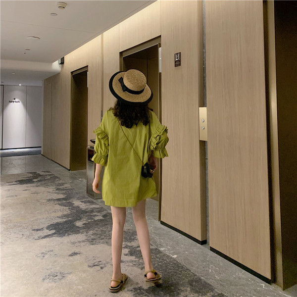 Vabaaja naiste lai nööpidega kleit