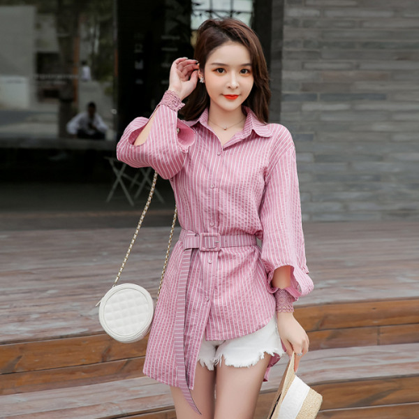 Jauna modeļa sieviešu krekls ar klasisku apkakli - asimetrisks modelis